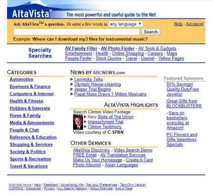 AltaVista, uno de los primeros buscadores